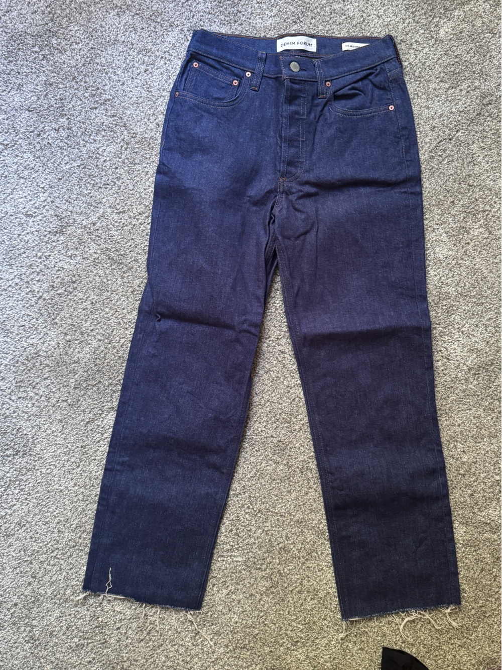Denim Forum the Arlo High Rise Straight Jean in Indigo Wash